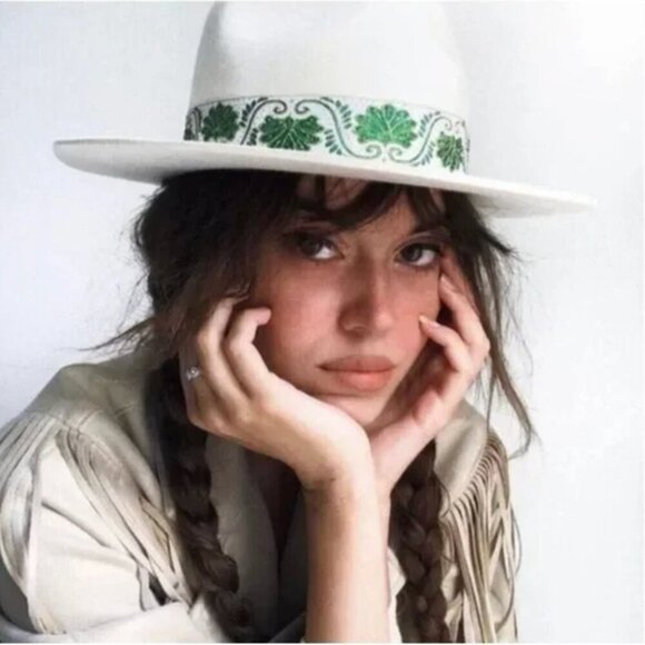 Lack Of Color White Hat with Green Band - Picture 4 of 14